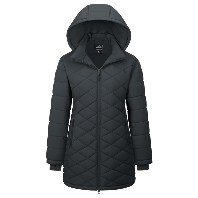 Women's Long Waterproof Puffer Jacket with Hood